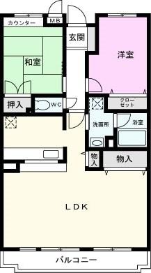 セルリア春日部B(2LDK/2階)の間取り写真