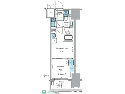 ルフォンプログレ田原町(1DK/10階)の間取り写真