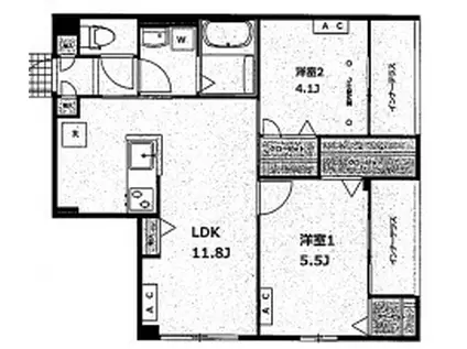 大山金井町アパート(2LDK/1階)の間取り写真