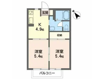 プチハイム(2K/1階)の間取り写真