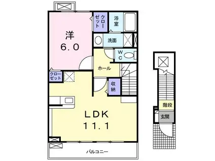 ガネーシャ G(1LDK/2階)の間取り写真