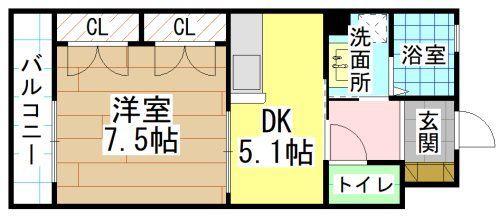 REZIA小倉(1DK/4階)の間取り写真