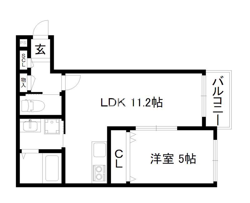 プライベートレジデンス 京都駅西(1LDK/3階)の間取り写真
