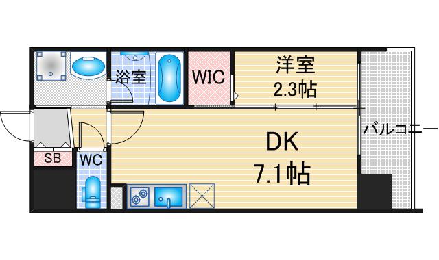 デュオフラッツ今池フレナ(1DK/6階)の間取り写真