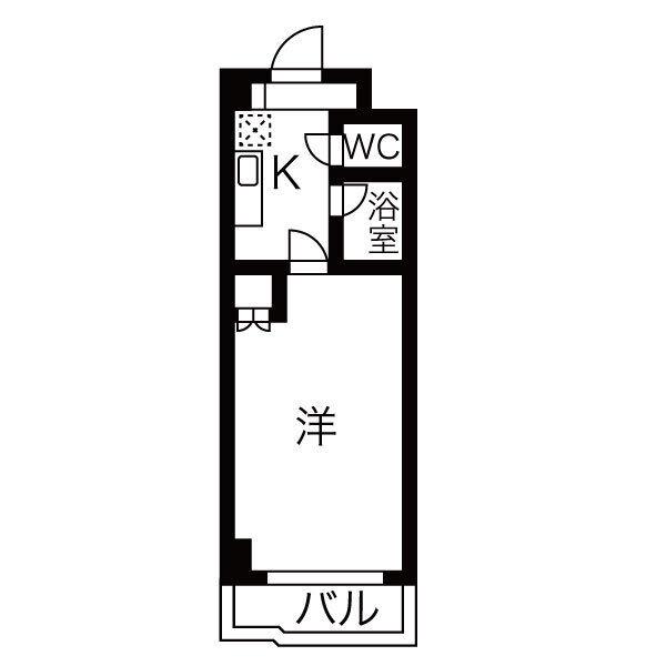 ハウザー高畑(1K/2階)の間取り写真
