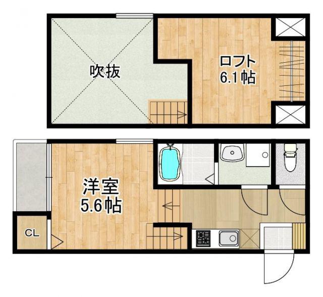 MODERN PALAZZO 戸石BRILLER(1SK/2階)の間取り写真