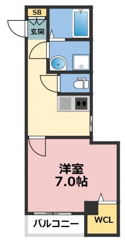 クイーンライフ東今里(1K/9階)の間取り写真