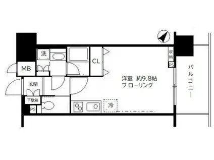 サンクレール荒川ブランガーデン(ワンルーム/8階)の間取り写真