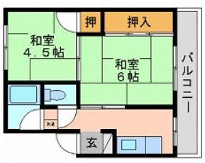 マンション旭畔(2K/3階)の間取り写真