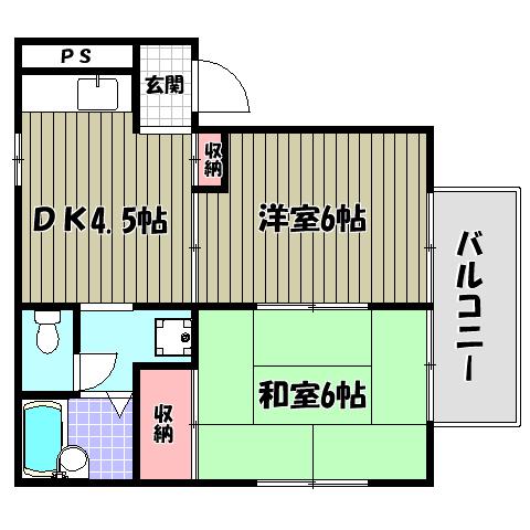ナイティ池尻(2K/2階)の間取り写真