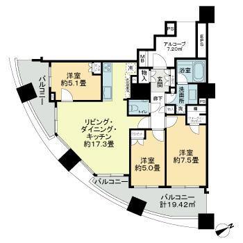 HIBARITOWER(3LDK/10階)の間取り写真