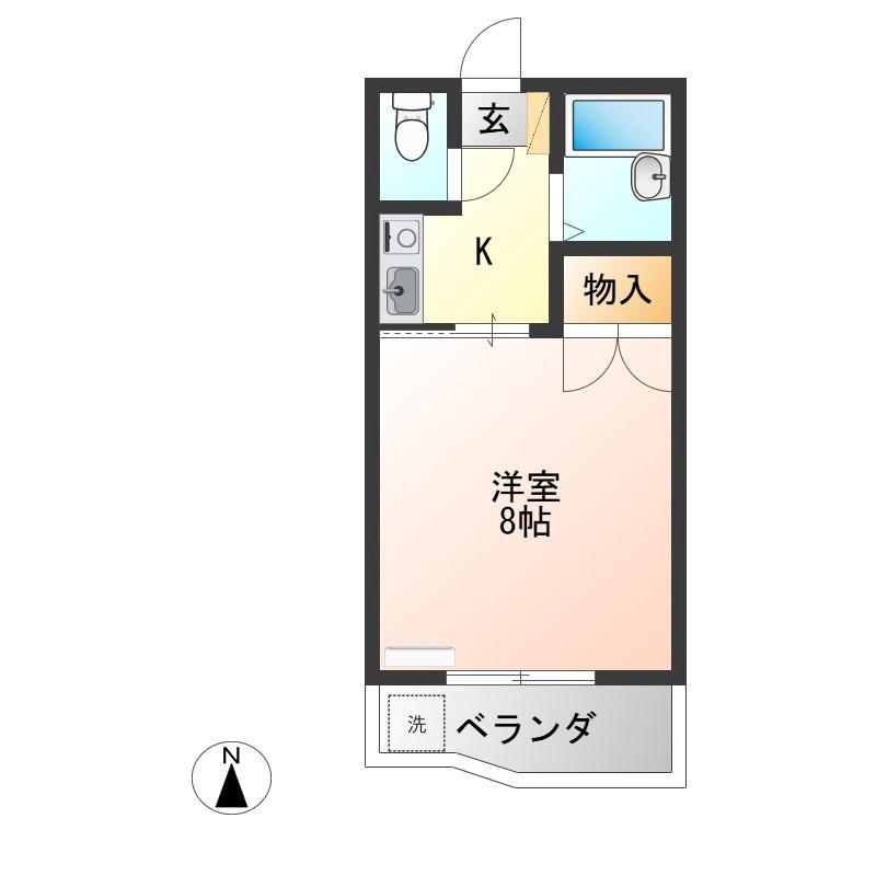 峰ヶ丘ハイツ(1K/3階)の間取り写真