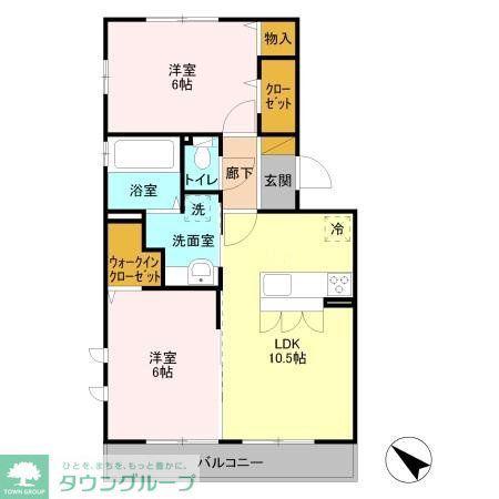 シャルマンドミール(2LDK/3階)の間取り写真
