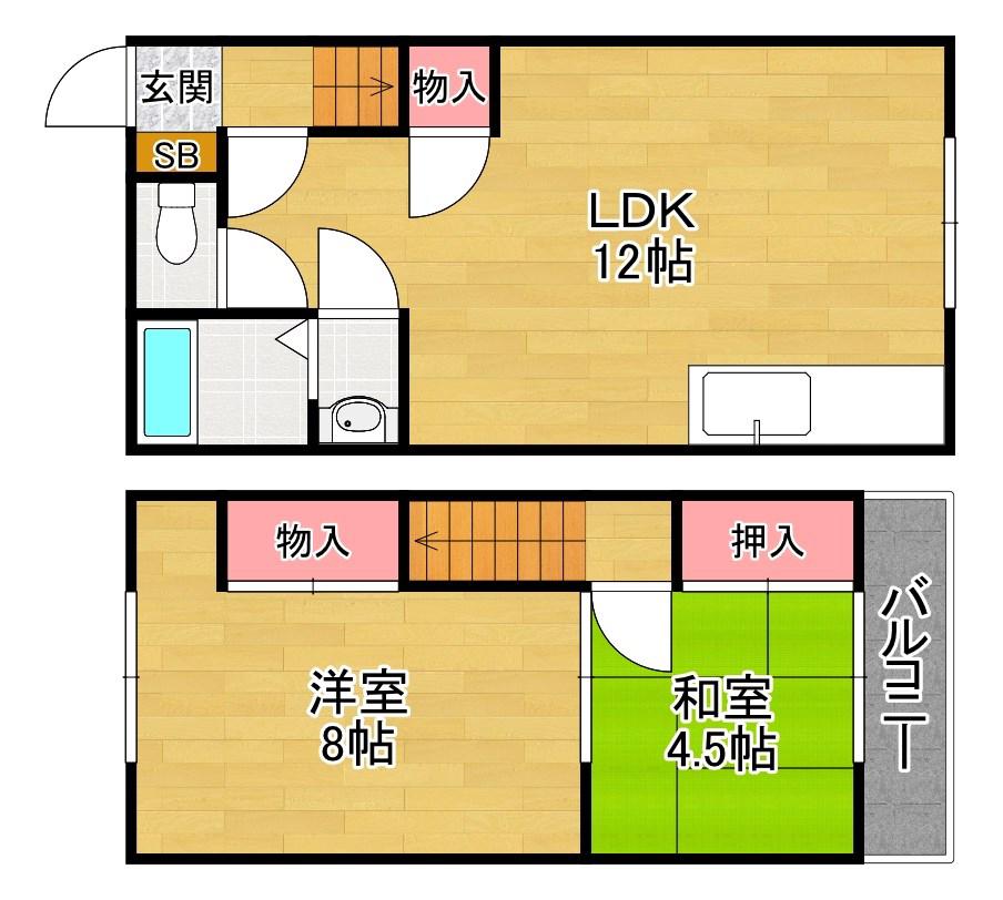 グリーンハイツ(2LDK/2階)の間取り写真