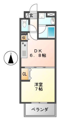 レーベスト志賀本通(1DK/11階)の間取り写真