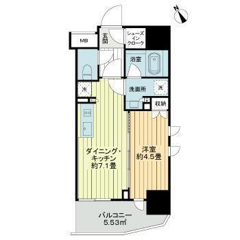 ライオンズ早稲田ミレス(1DK/5階)の間取り写真