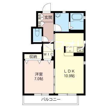 ビルネブリューテ(1LDK/1階)の間取り写真
