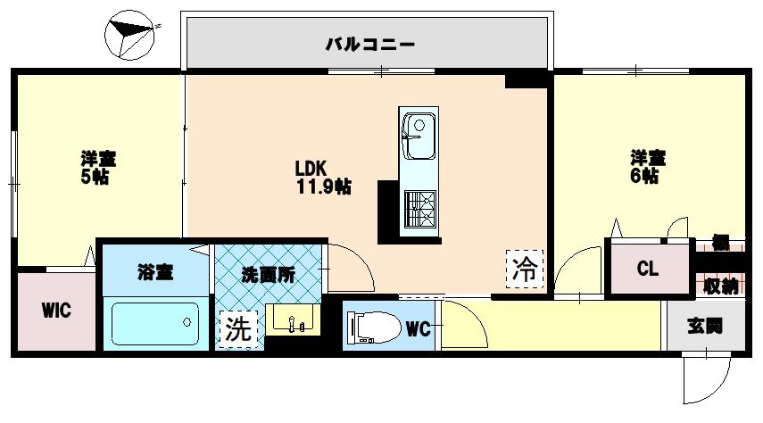 エムフルージュ(2LDK/2階)の間取り写真