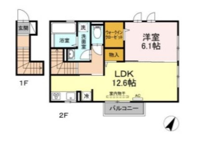 エントピア立花(1LDK/2階)の間取り写真