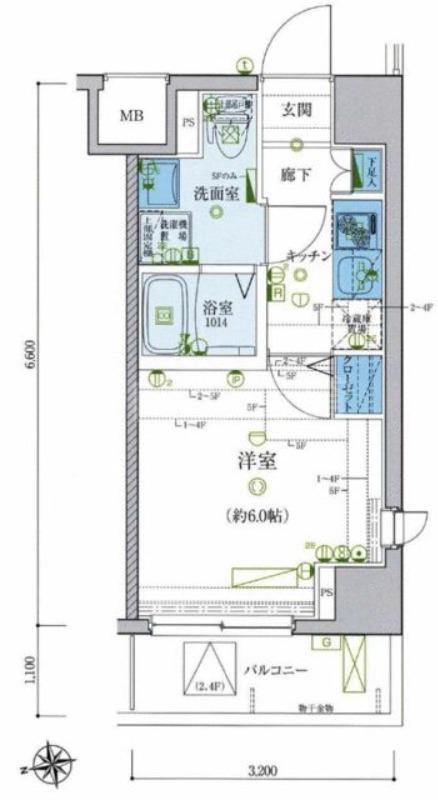 LEXE梶ヶ谷(1K/5階)の間取り写真