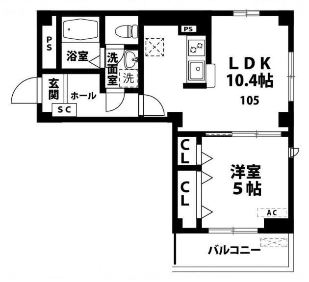 メルベージュ(1LDK/1階)の間取り写真