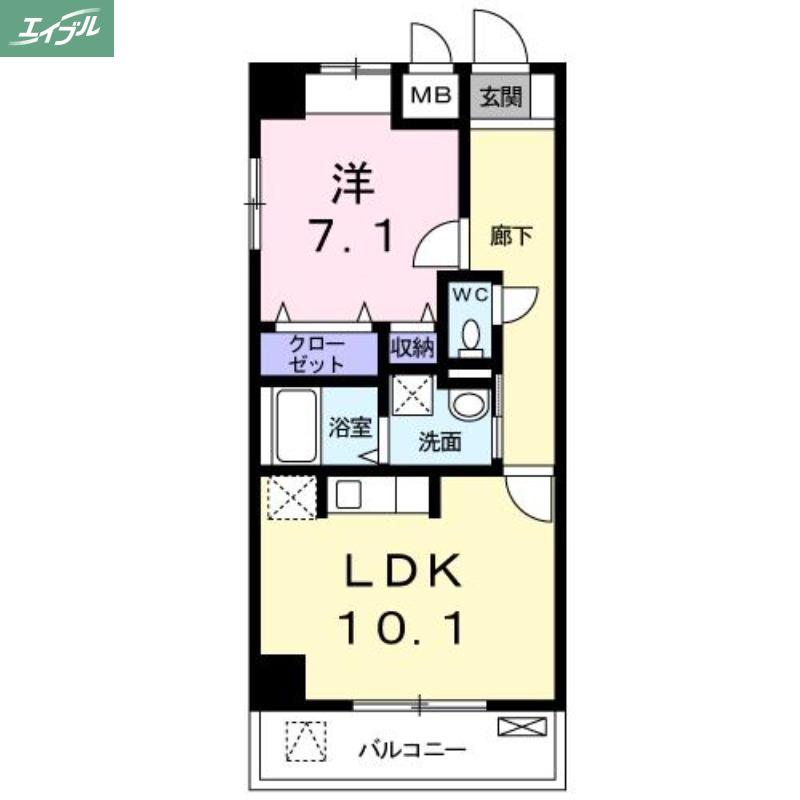 CUORE(1LDK/4階)の間取り写真