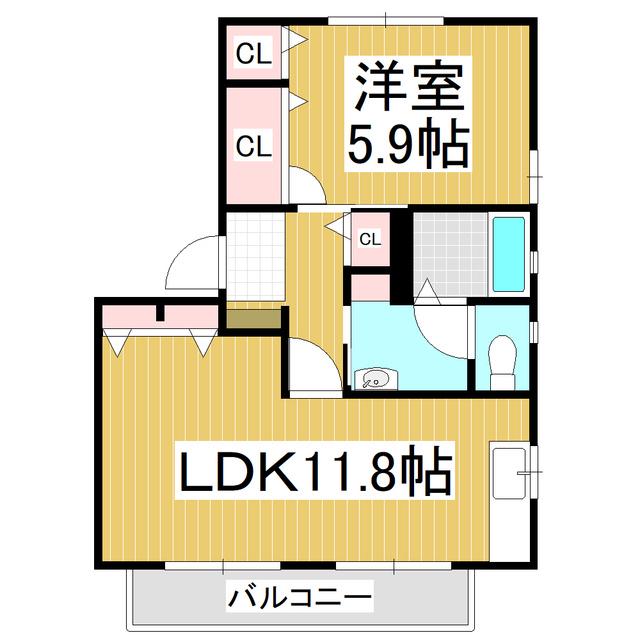 カーサ・マッローネB棟(1LDK/1階)の間取り写真