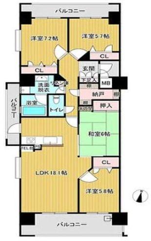 アーサー六ツ門プレミアムタワー(4LDK/12階)の間取り写真