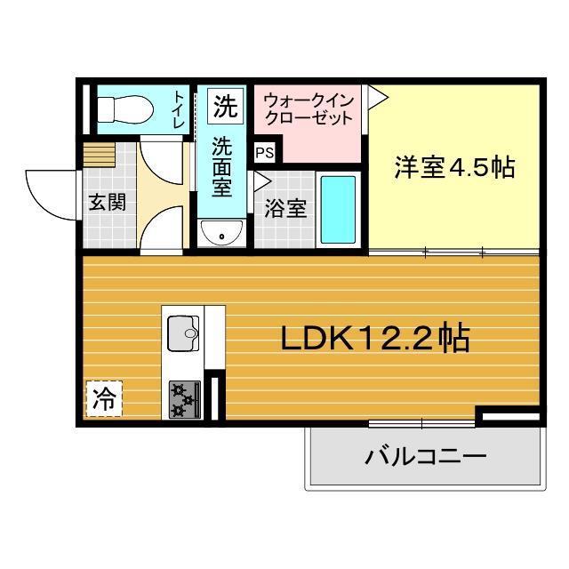 サンガーデン新山口 B(1LDK/1階)の間取り写真