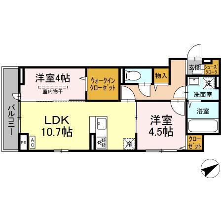 グリシーヌ(2LDK/3階)の間取り写真