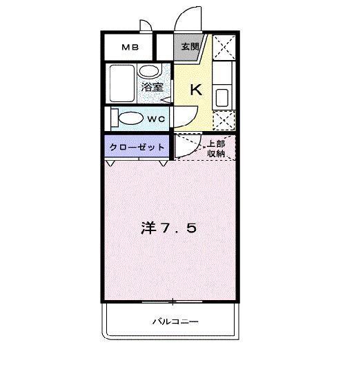 ヴェルジュ萩原(1K/1階)の間取り写真