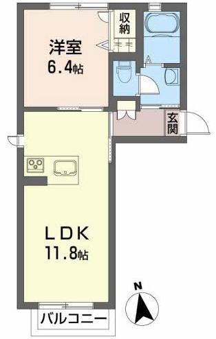 シャーメゾン フルール(1LDK/2階)の間取り写真