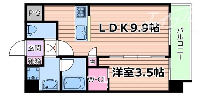 アウラ吹田元町(1LDK/4階)の間取り写真