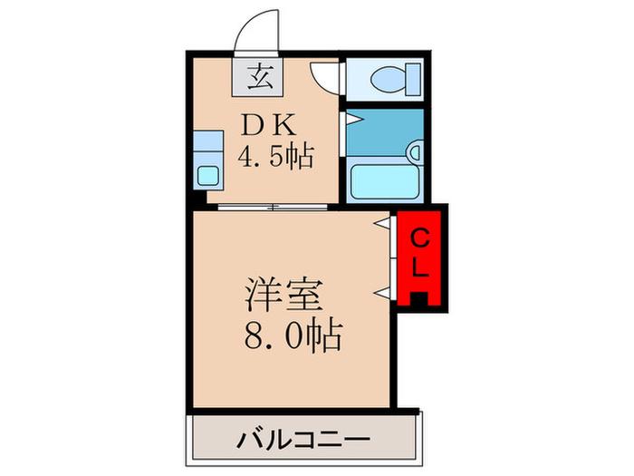 メゾン桃栄(1DK/2階)の間取り写真