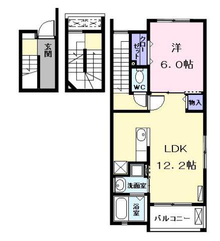 フレスクーラ A(1LDK/3階)の間取り写真