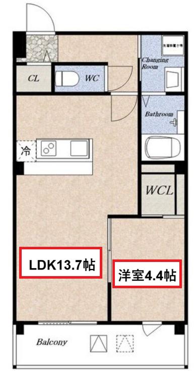 サンティエ福島吉野(1LDK/8階)の間取り写真