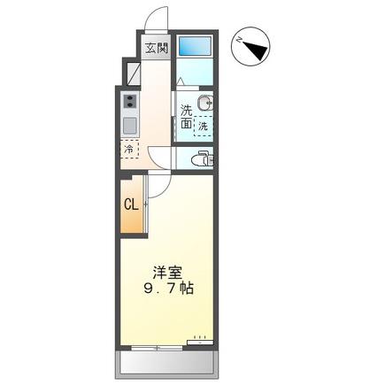 グリシーヌ(1K/2階)の間取り写真