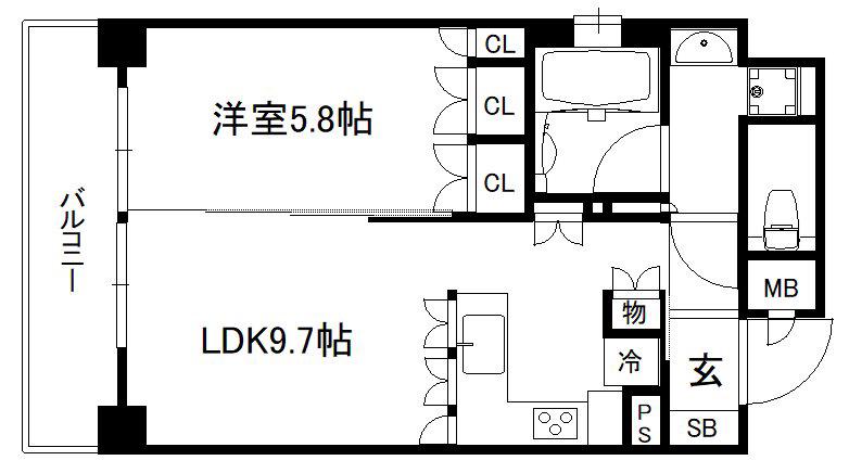 リーガル京都御所西III(1LDK/3階)の間取り写真
