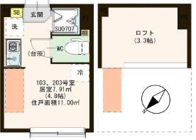 TNフォレスト北千住(ワンルーム/1階)の間取り写真