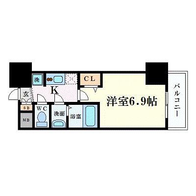 プレサンス阿波座駅前(1K/12階)の間取り写真