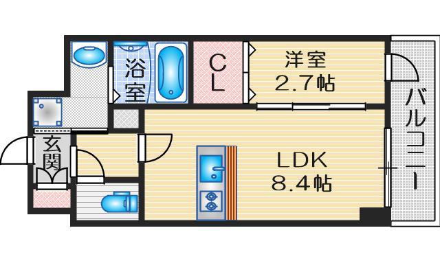 MODERN PALAZZO江坂AXIA(1LDK/4階)の間取り写真
