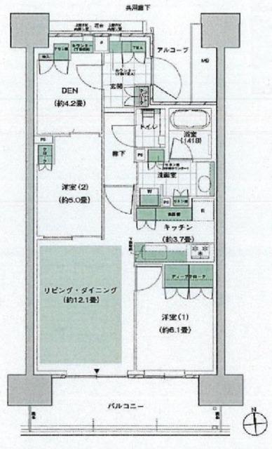晴海フラッグ パークヴィレッジ C棟(2LDK/18階)の間取り写真