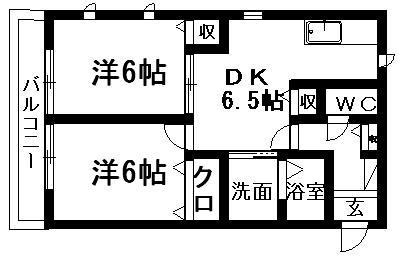 グリュックB(2DK/2階)の間取り写真