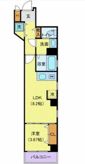 ゼファーズ日本橋浜町(1LDK/3階)の間取り写真