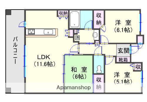 ジェネラス中央町(3LDK/10階)の間取り写真