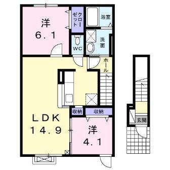 ソレアードI(2LDK/2階)の間取り写真