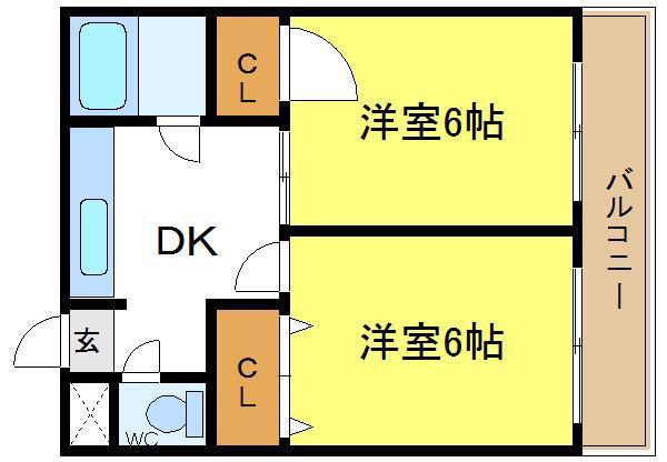 エスパス南巽(2DK/3階)の間取り写真