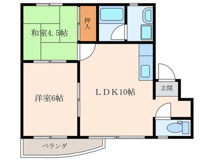 ハイツK&G(2LDK/2階)の間取り写真