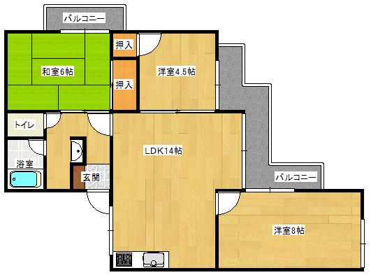 ドミール横山(3LDK/3階)の間取り写真