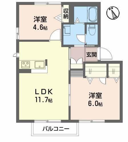 ガーデンパレス C棟(2LDK/2階)の間取り写真